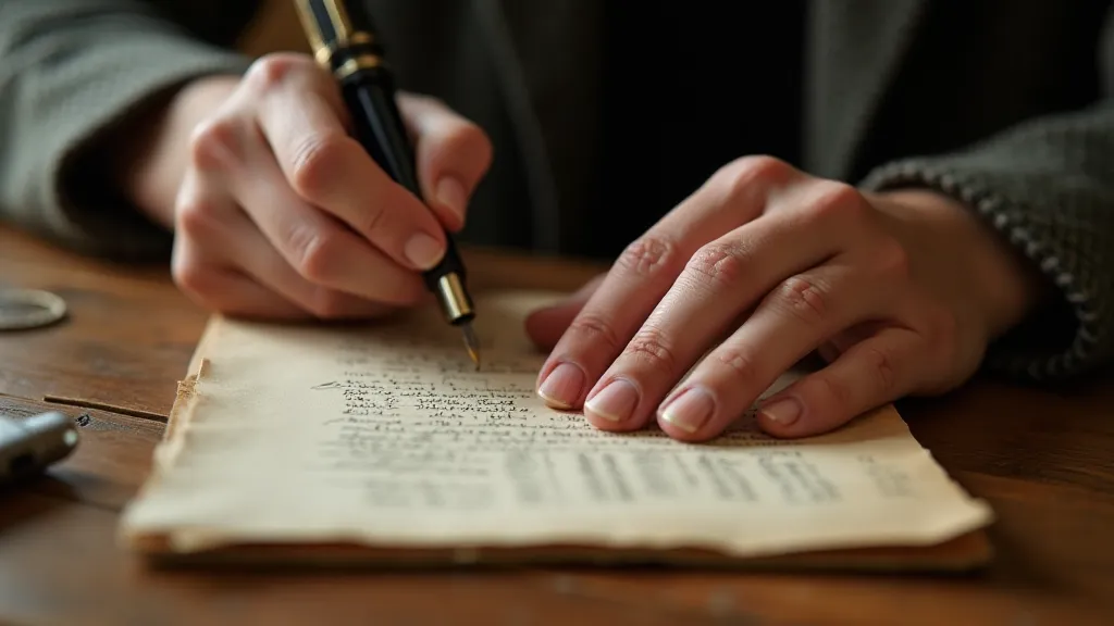 Hands writing with a restored vintage pen