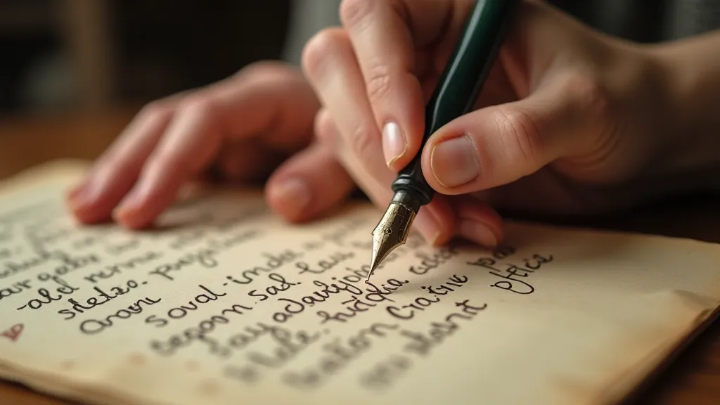Hand writing with a vintage fountain pen