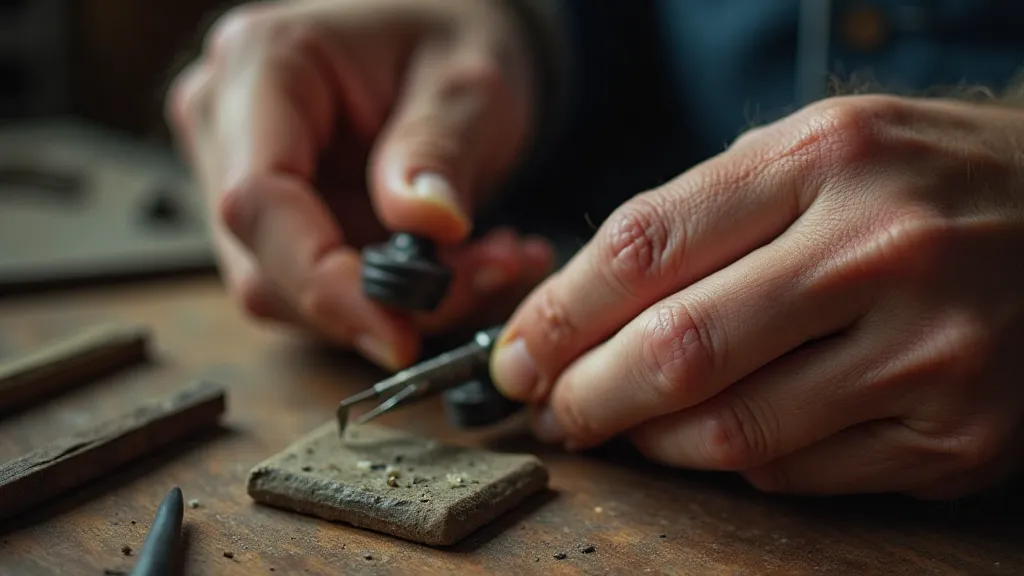 Craftsman cleaning a vintage pen nib