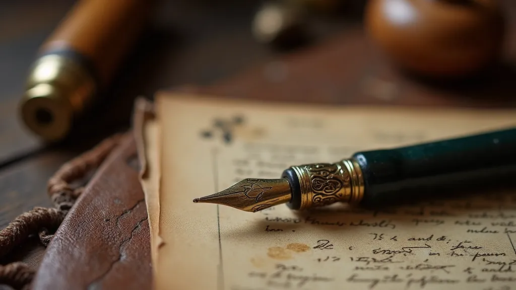 Vintage pen on antique desk