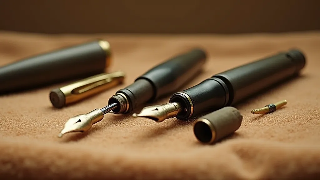 Disassembled vintage fountain pen