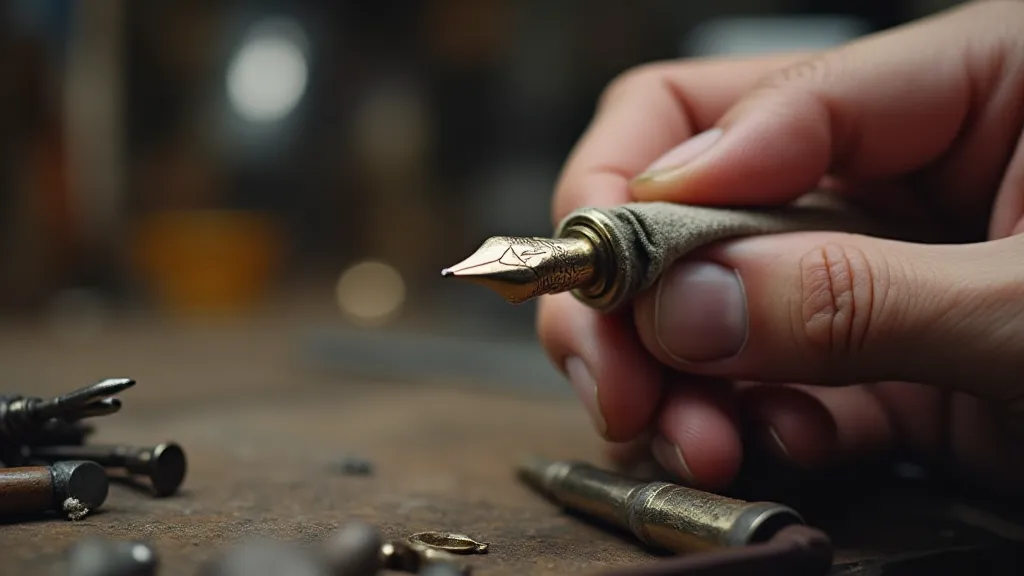 Vintage pen nib being repaired