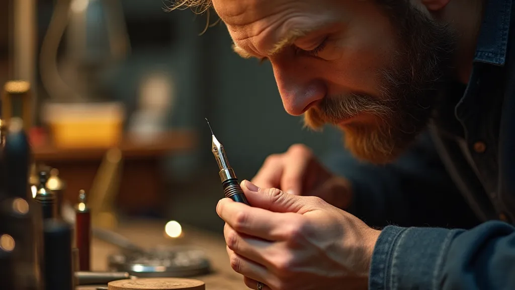 Craftsman repairing a vintage pen nib