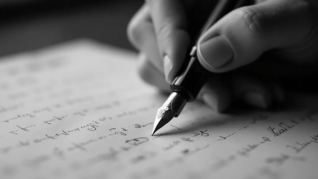 Hand writing with vintage pen