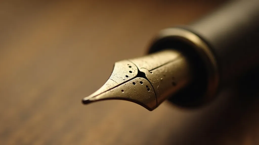 Detailed view of a vintage fountain pen nib