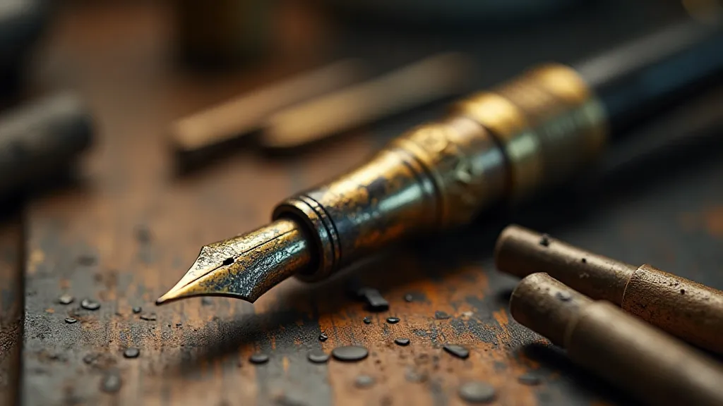 Vintage pen on workbench