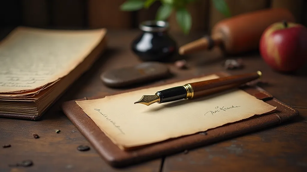 Vintage fountain pen still life