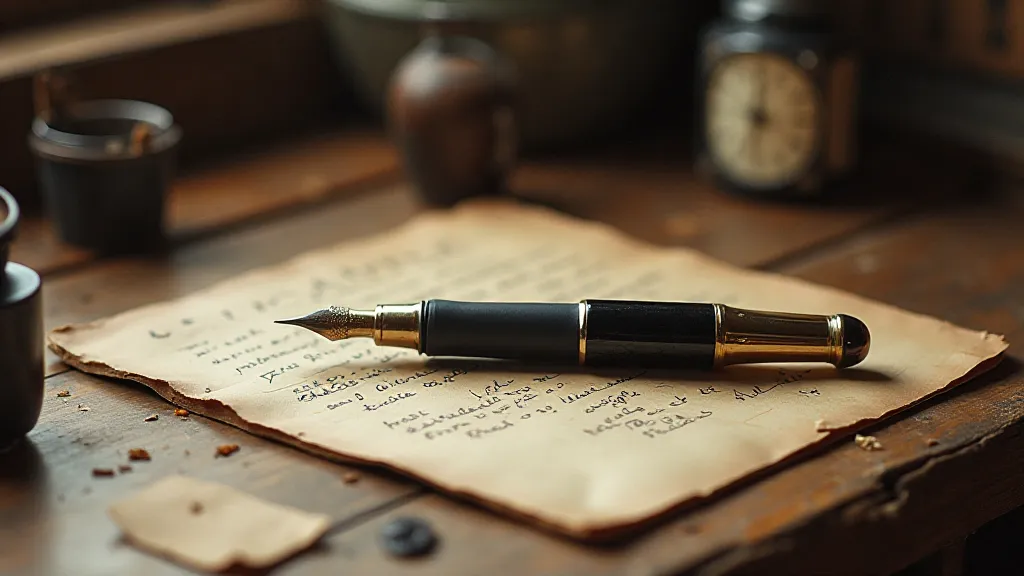 Vintage fountain pen on a writing desk